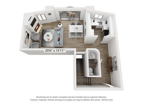 Floor plan for 2 beds, 2.5 baths